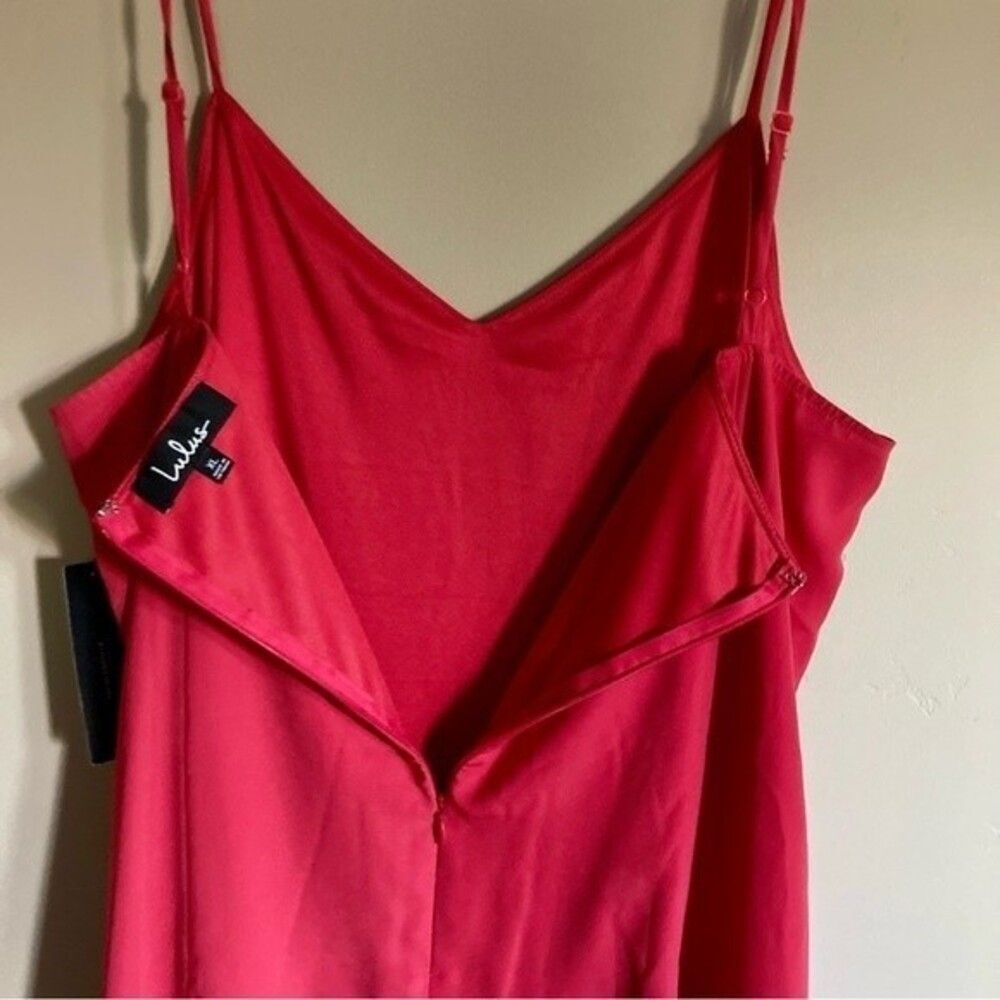NEW Lulus Lovely Lillies Midi Dress Trumpet Peplum Hem Lined Red Size XL - Picture 8 of 11